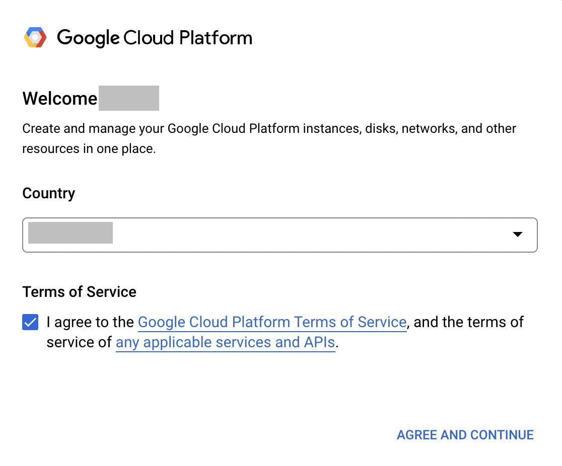 Fig 1. Welcome page of Google Cloud Console for your first use.